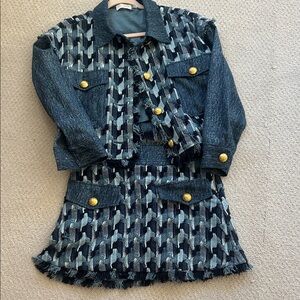 Ramy Brook Blue and Gold Mini Skirt Set